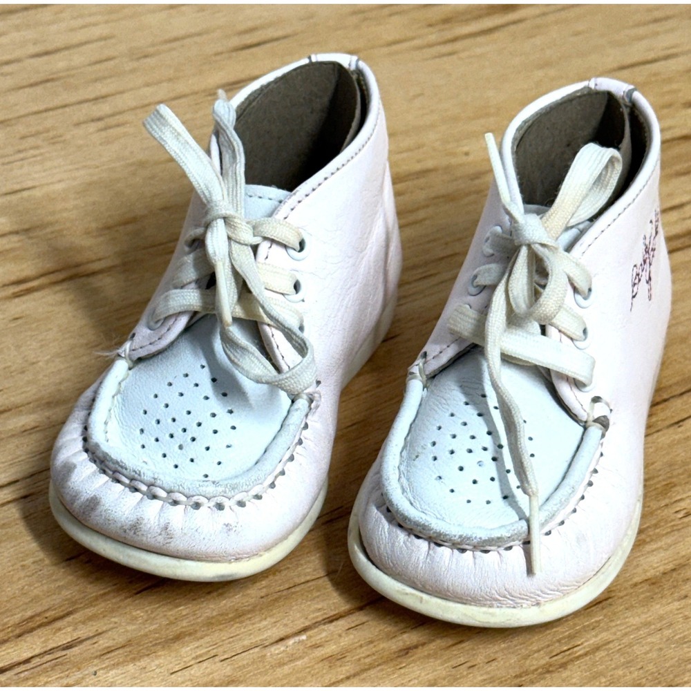 Baby‎ Jacks Vintage Pink Leather Lace Up Walking Baby Shoes